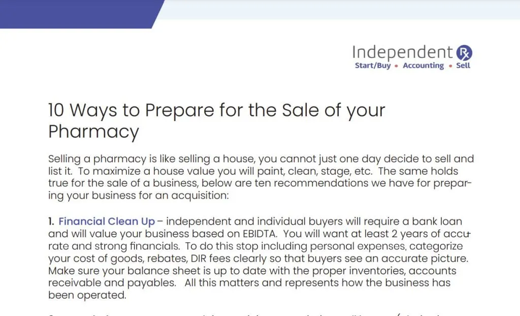 10 Ways to Prepare for the Sale of your Pharmacy
