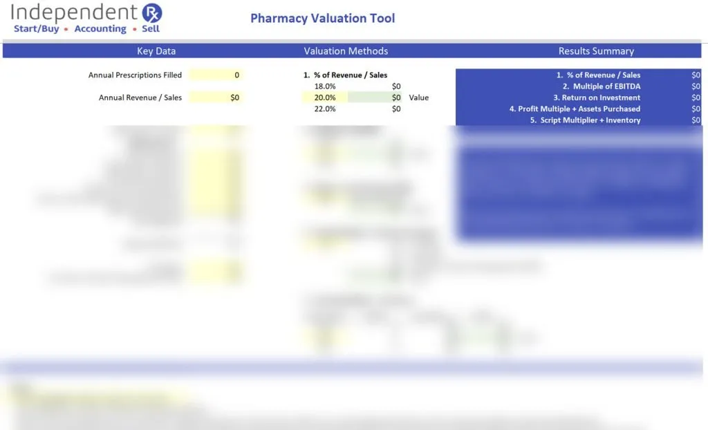 Pharmacy Valuation Worksheet Image